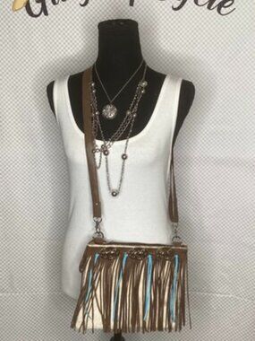 Western Genuine Cowhide crossbody purse with flair